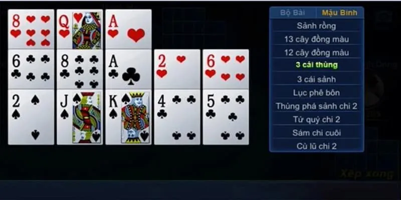 Thứ tự bài trong game Mậu Binh
